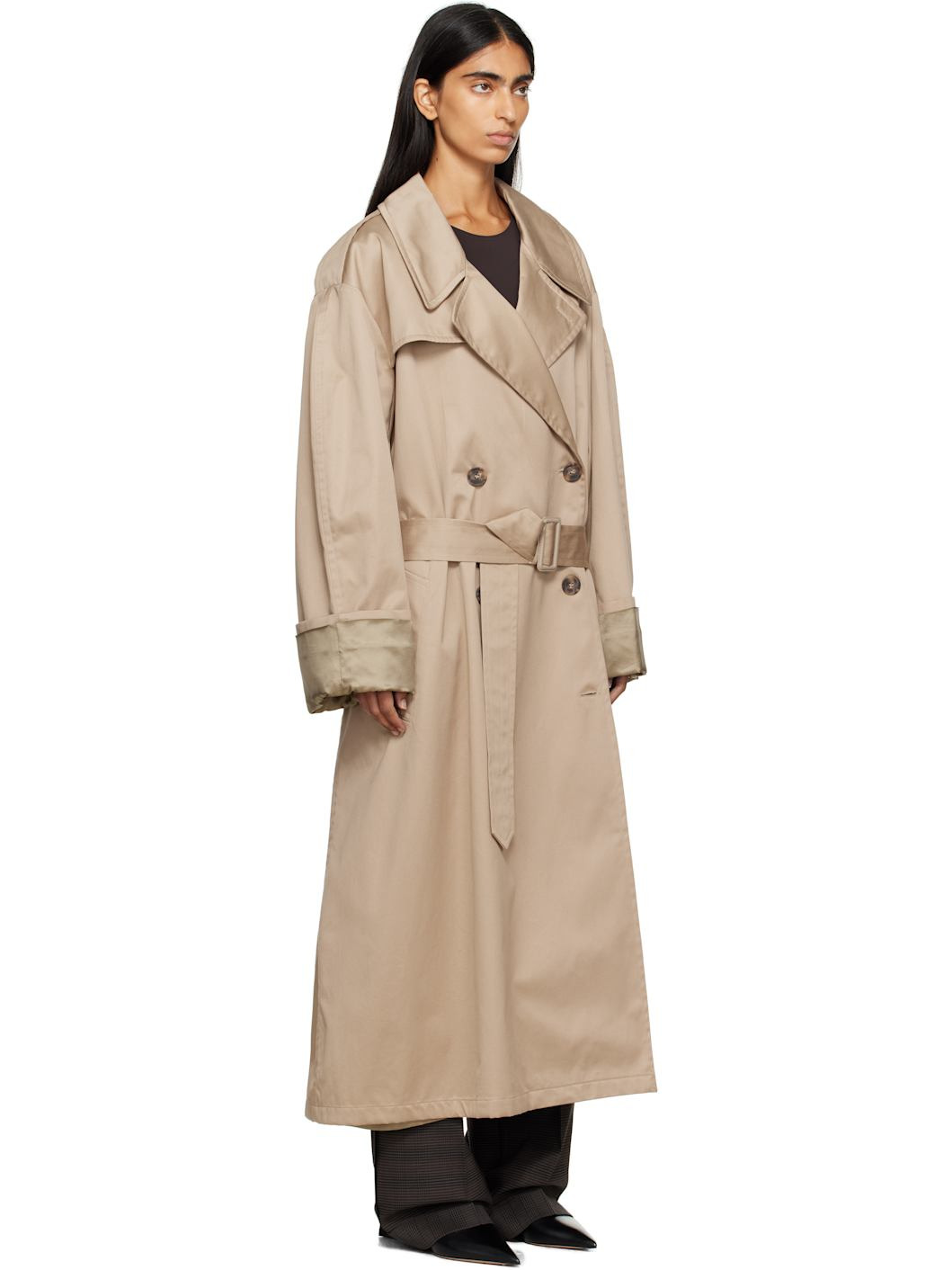 Beige Cotton Trench Coat - 2