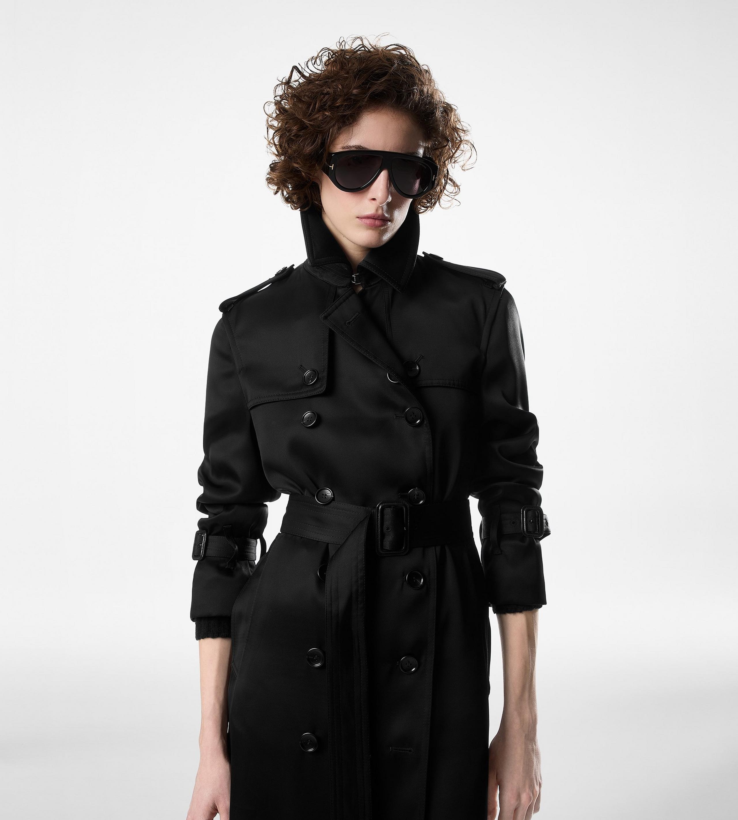 TRENCH COAT WITH LEATHER UNDERCOLLAR - 2