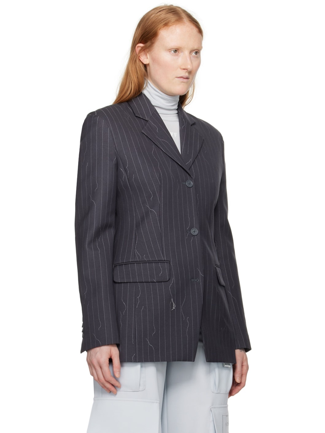 Navy Pinstripe Blazer - 2