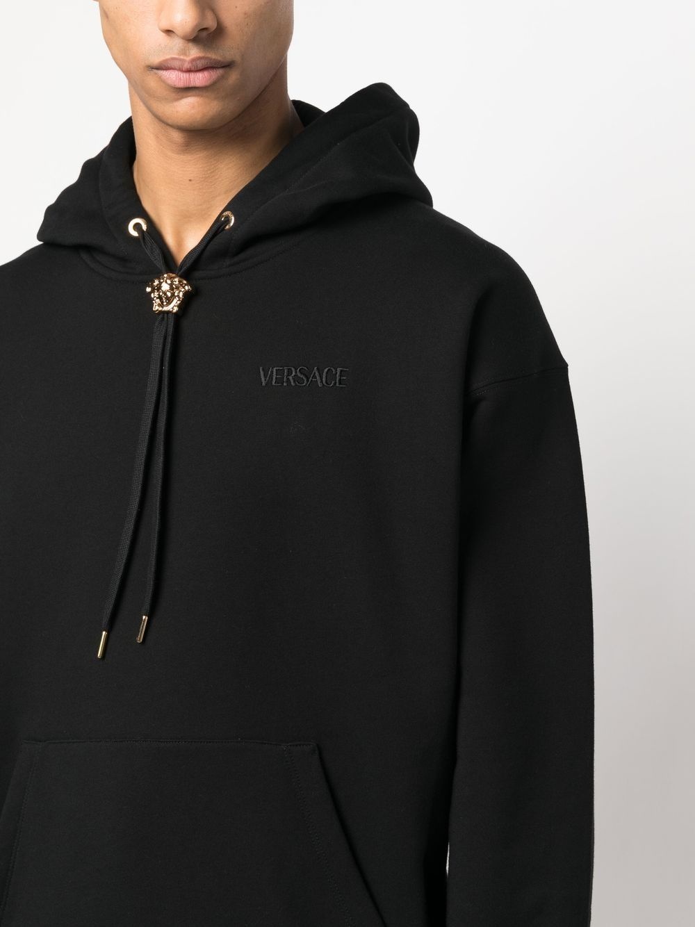 Medusa-drawstring rib-trimmed hoodie - 5