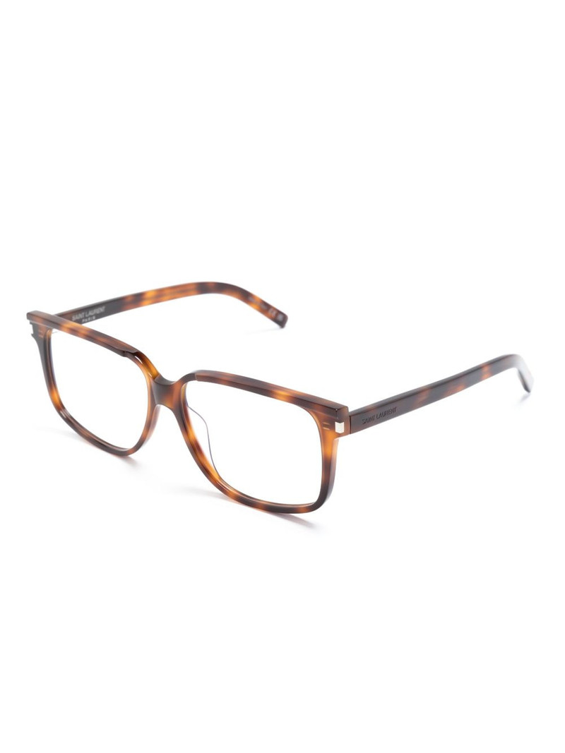 SAINT LAURENT tortoiseshell-effect square-frame glasses outlook