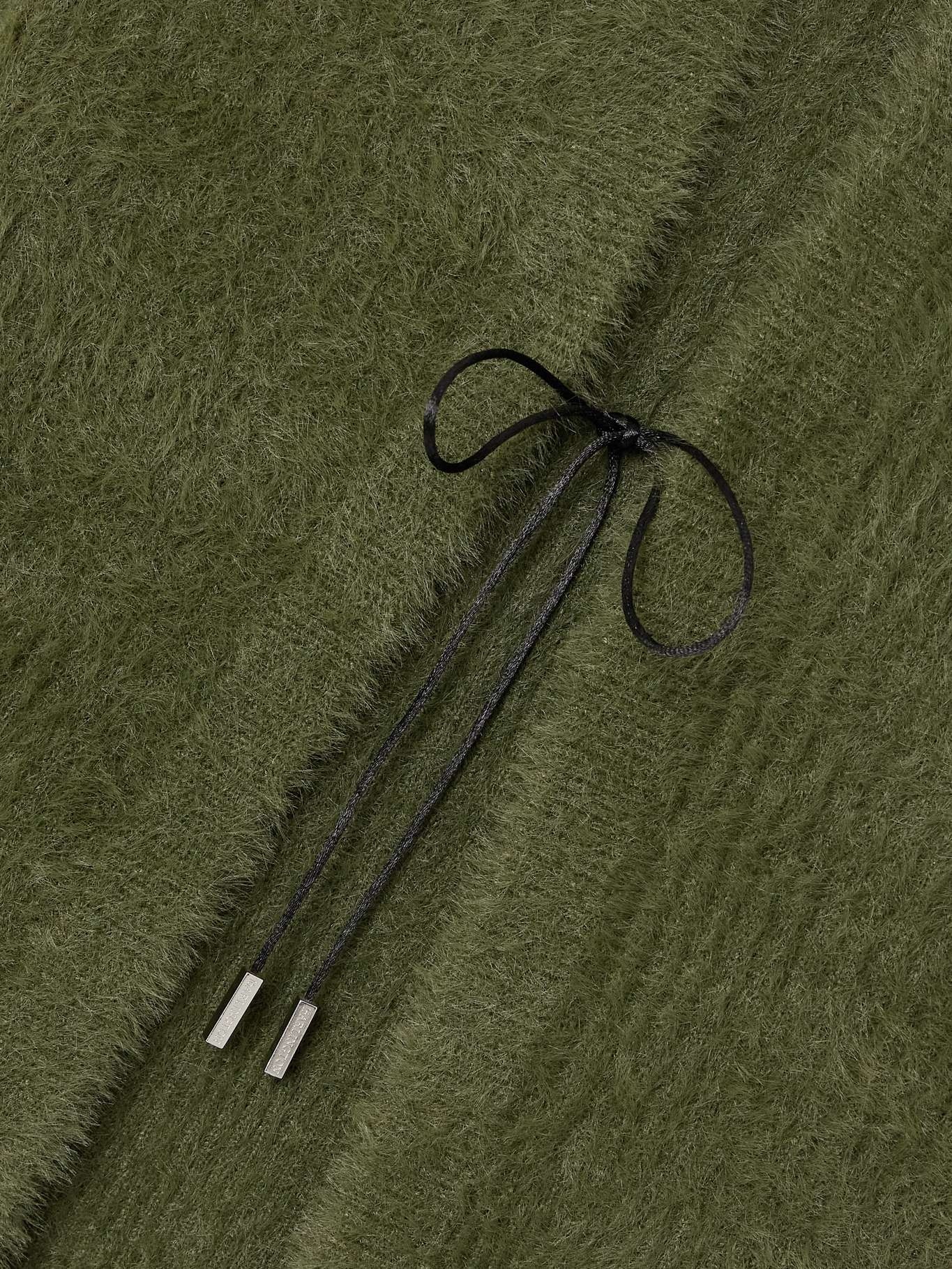 Teria satin-trimmed brushed-knit cardigan - 4