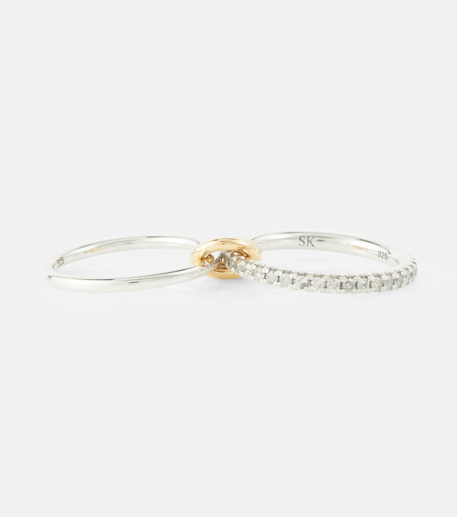 Marigold sterling silver and 18kt gold ring with diamonds - 4