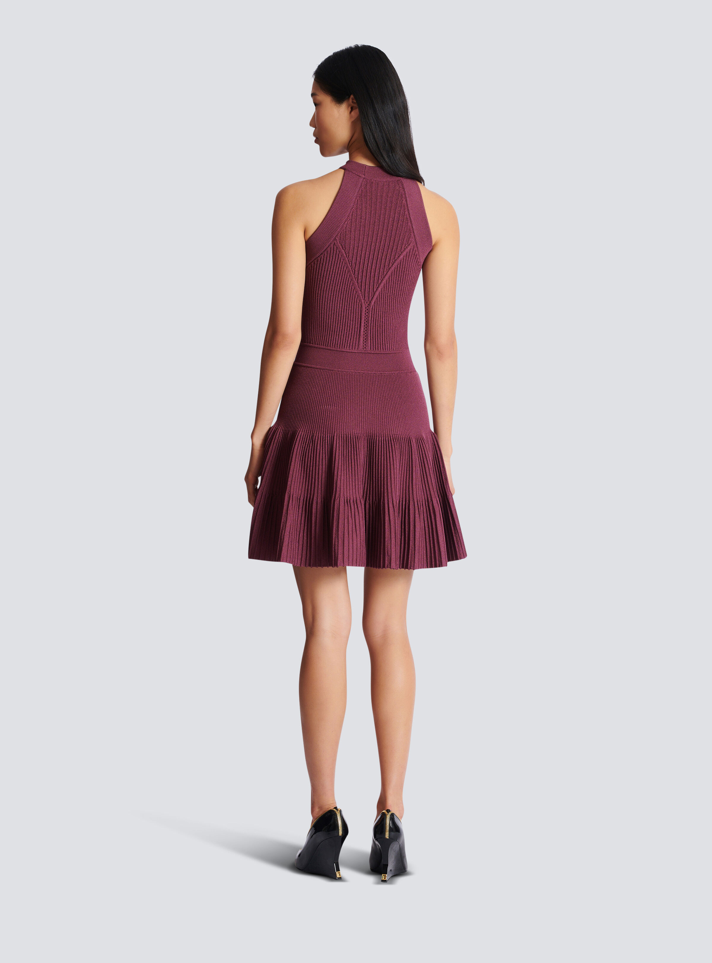 Sleeveless flared dress in openwork knit - 4