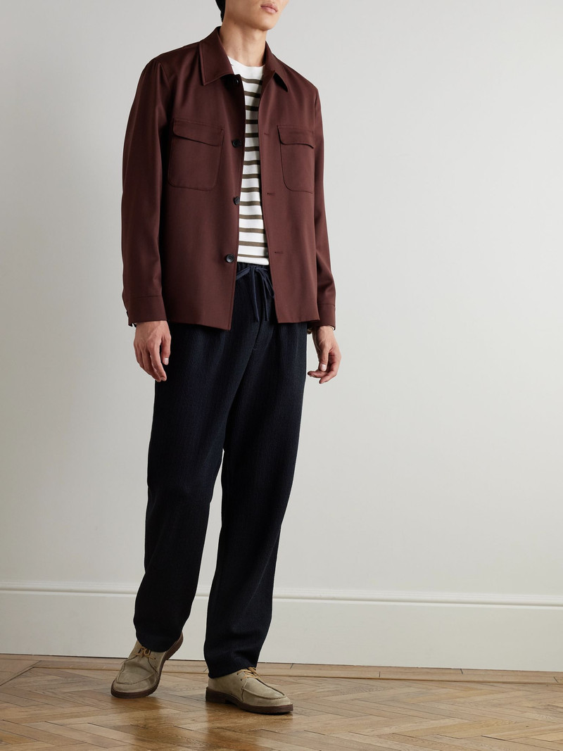 BARENA Straight-Leg Ribbed-Knit Drawstring Trousers Navy outlook