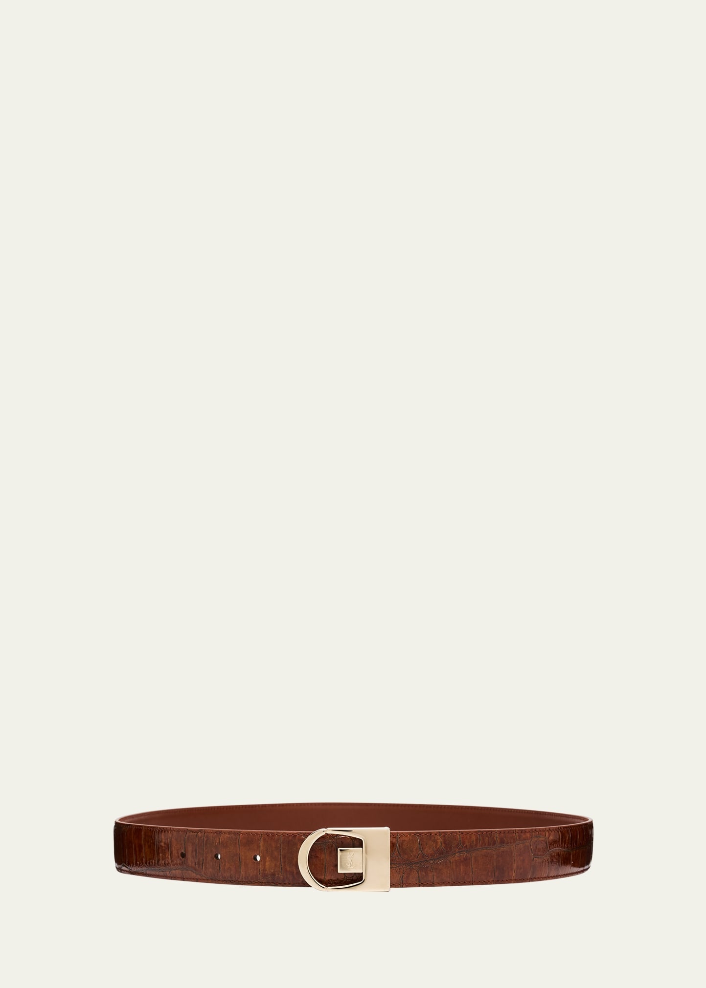Reversible Croc-Embossed Leather Belt - 1