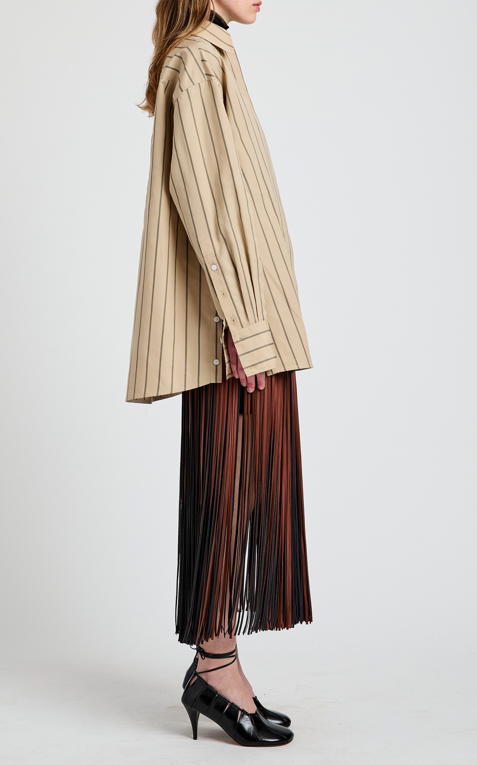 Veda Faux Leather Fringe Skirt brown - 3