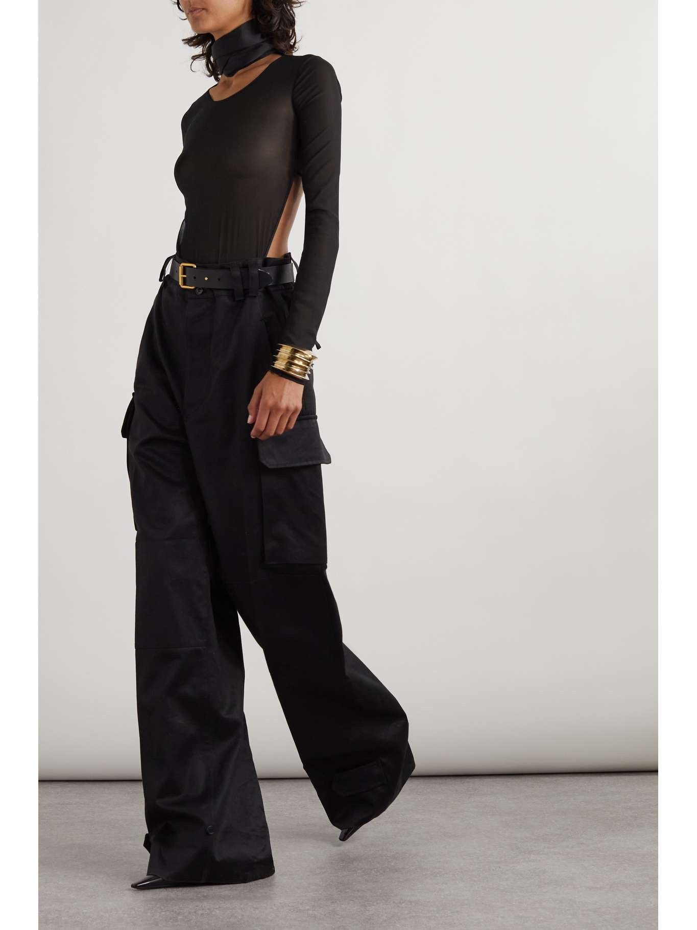 Open-back silk-blend georgette bodysuit - 2