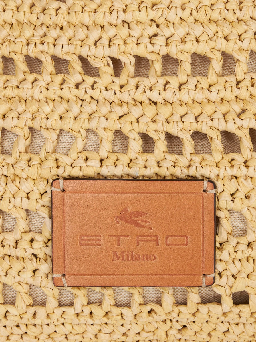 Etro SHOULDER BAG IN PERFORATED RAFFIA | REVERSIBLE