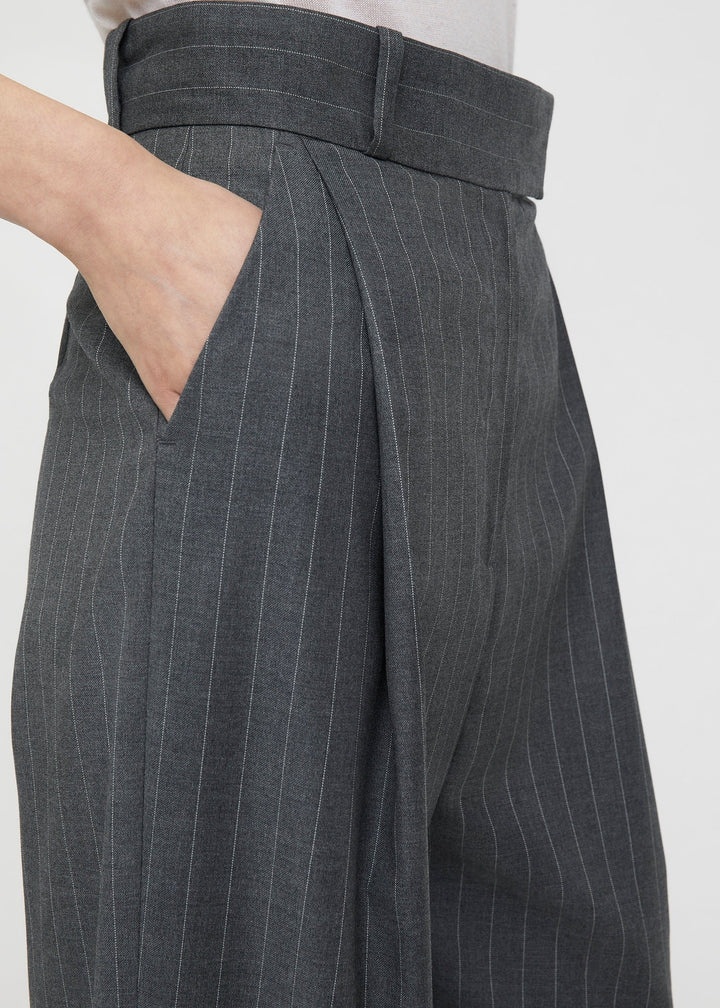 Deep pleat wool trousers grey pinstripe - 5