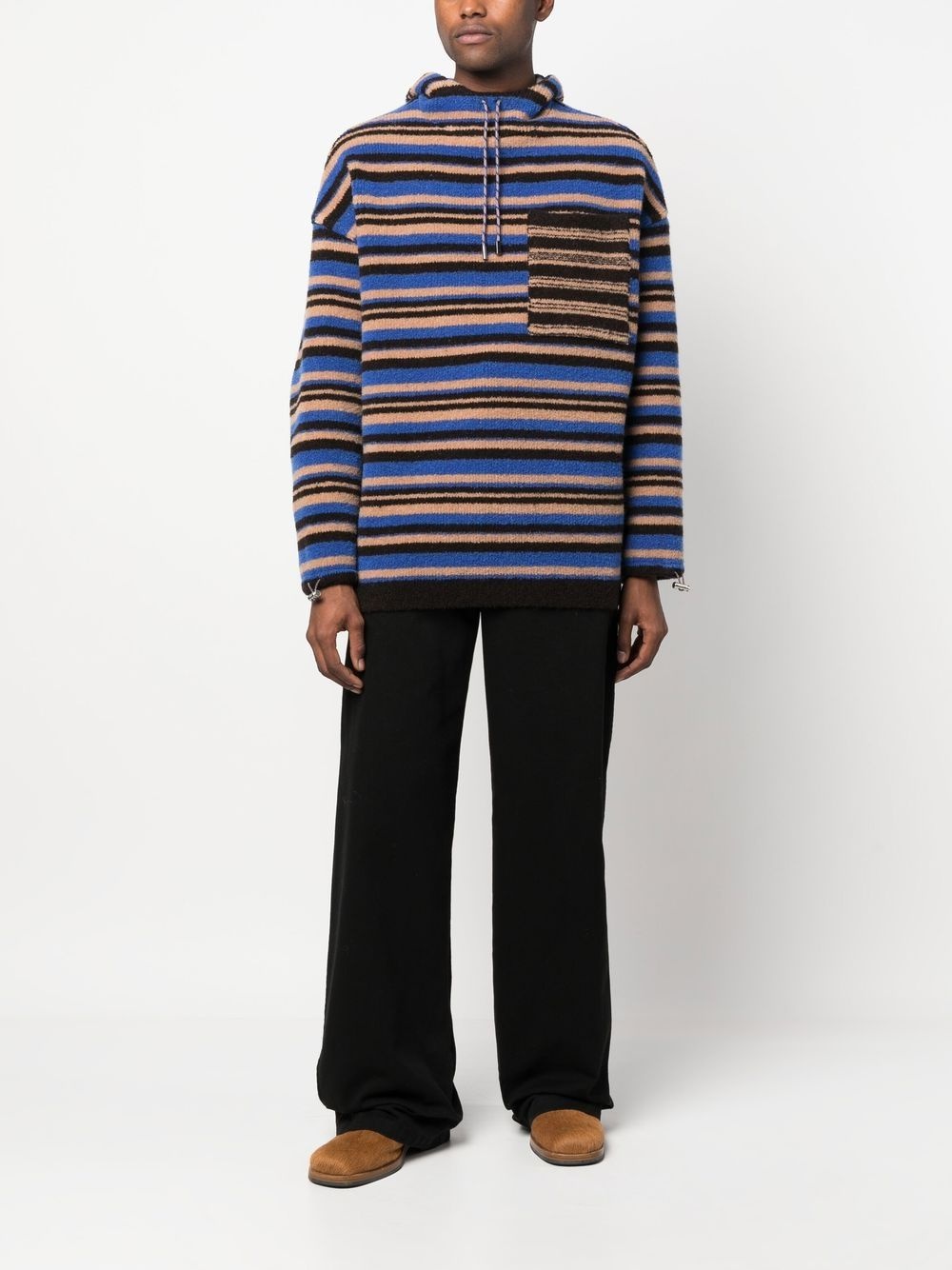 striped knitted hoodie - 2