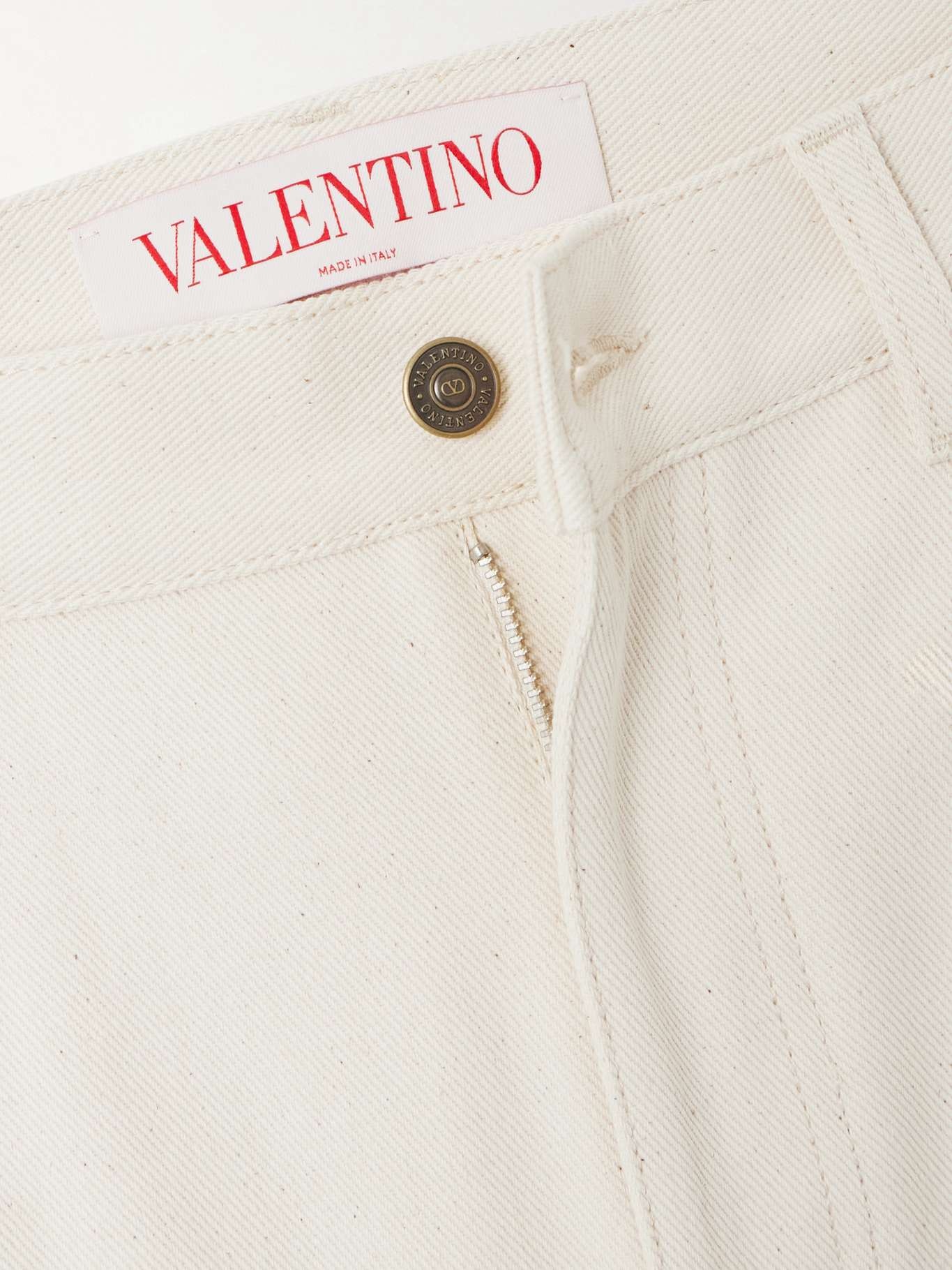 Embroidered high-rise straight-leg jeans White - 4