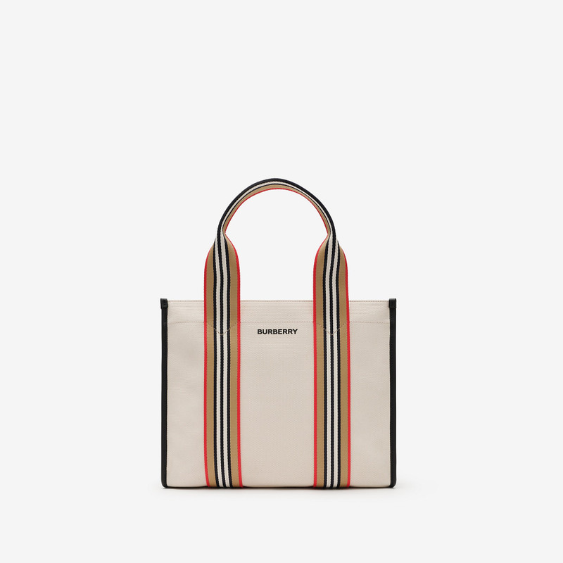 Small Icon Stripe Trim Canvas Tote 1