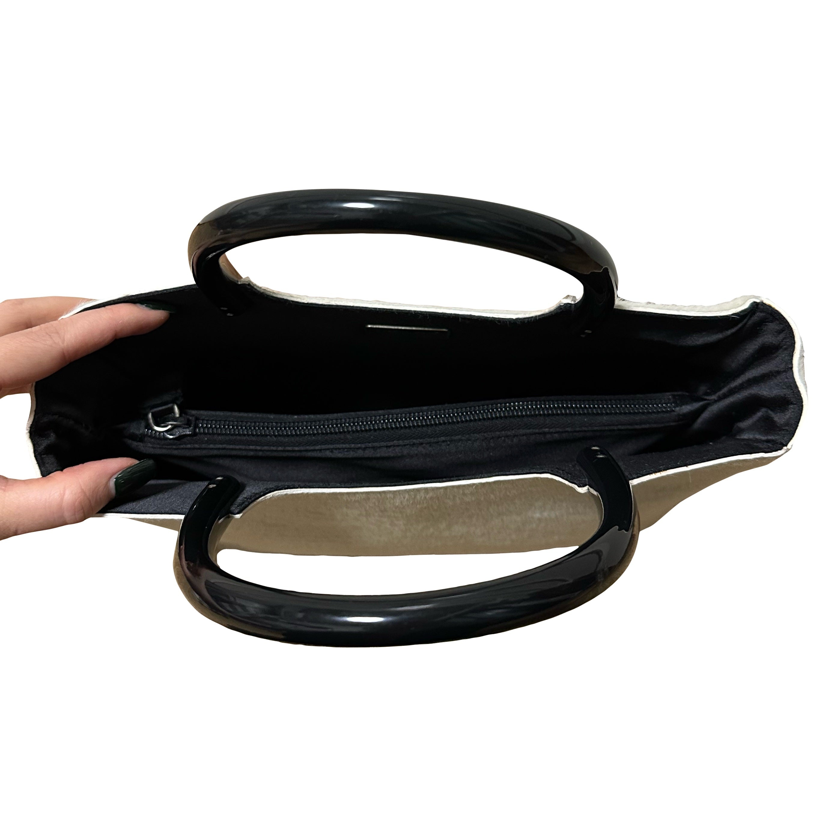 PRADA Fall Winter 1998 Unborn Calf Leather Plastic Handle Hand Bag - 5