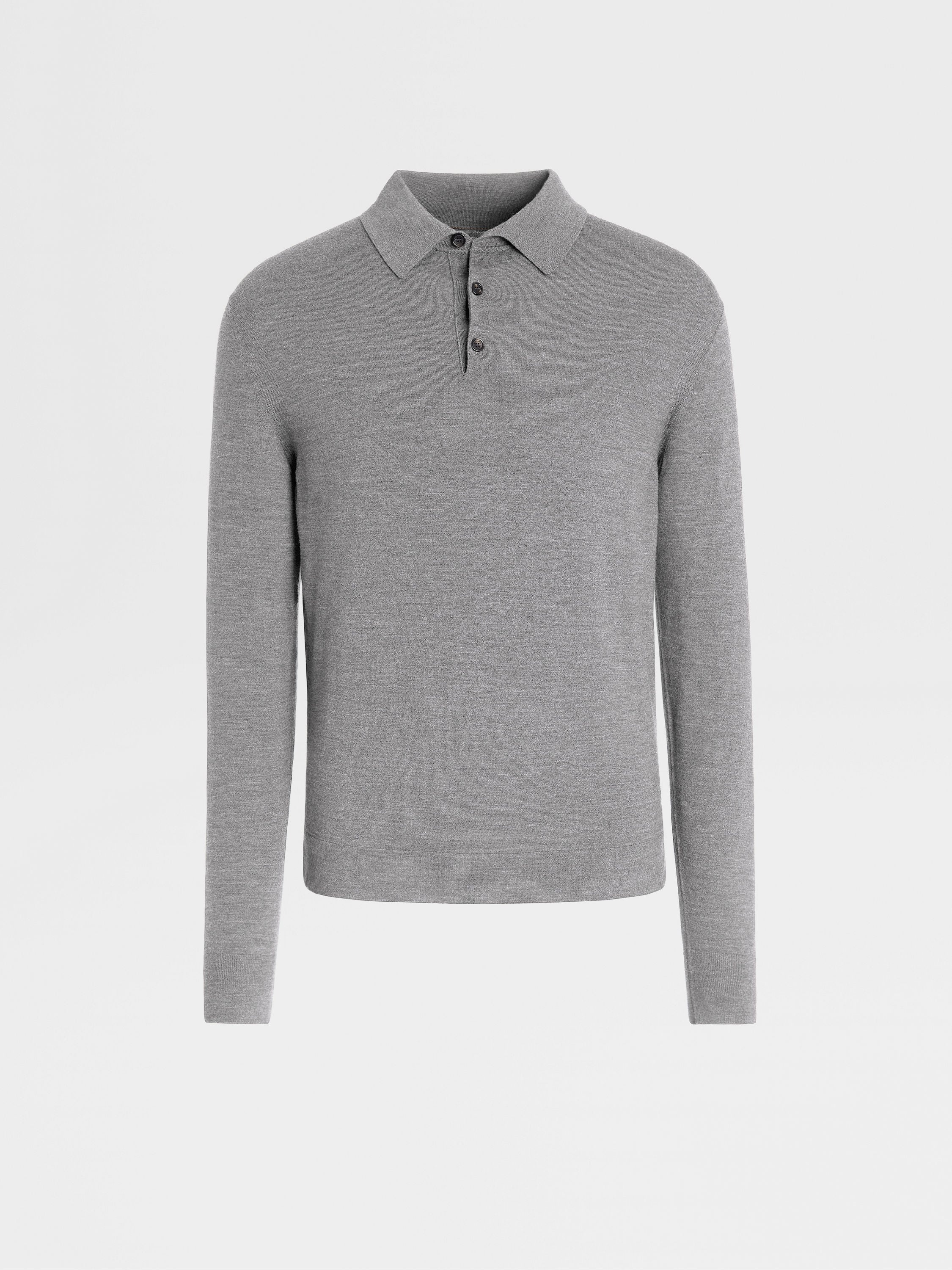 GREY MÉLANGE 12MILMIL12 WOOL POLO SHIRT - 1