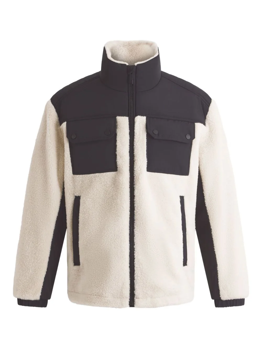 fleece panelled jacket - 1