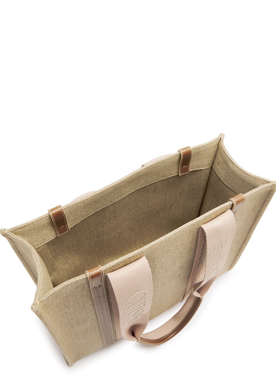 Chloe Woody Medium Linen Canvas Tote - 4