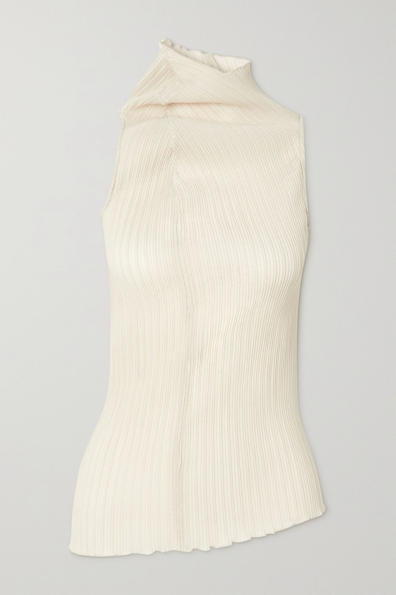 Gathered ribbed stretch-jersey top - 1