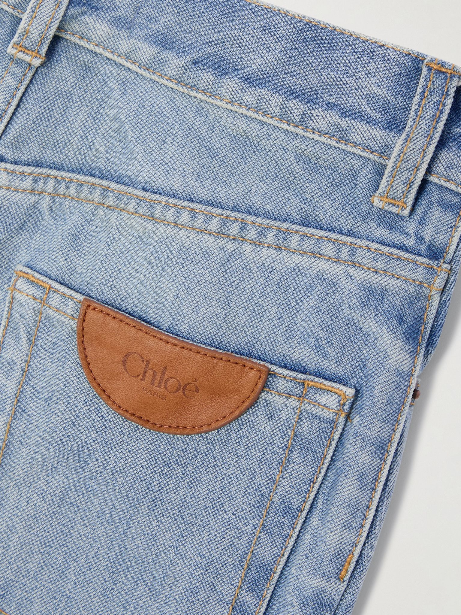 Frayed high-rise wide-leg jeans Light blue - 6