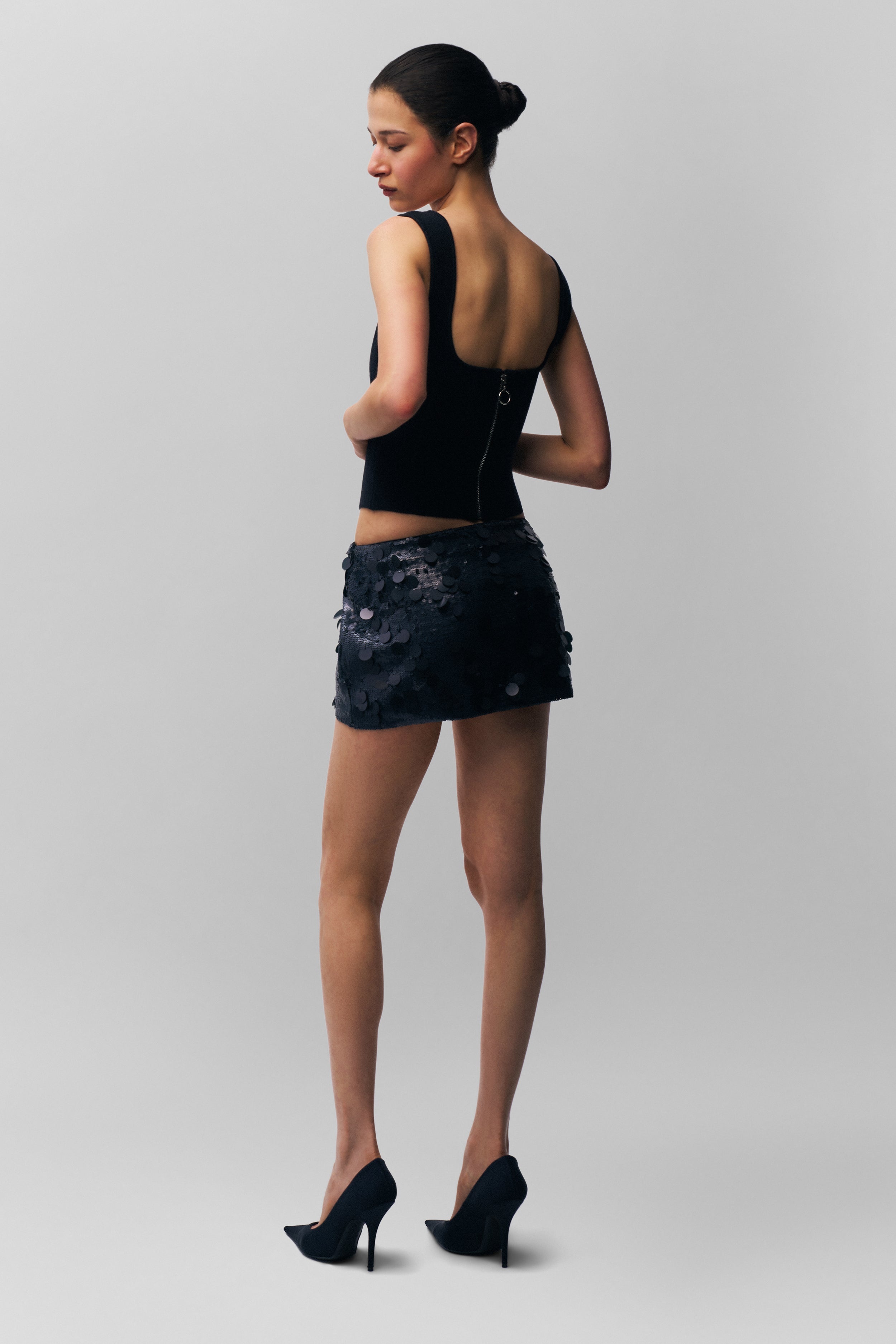 LOW RISE PAILLETTE SKIRT - 6