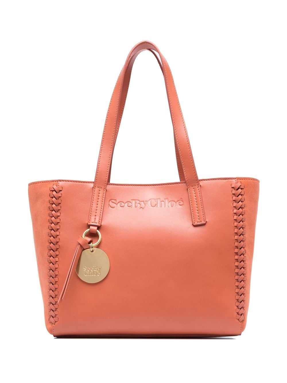 leather embossed-logo tote bag - 1