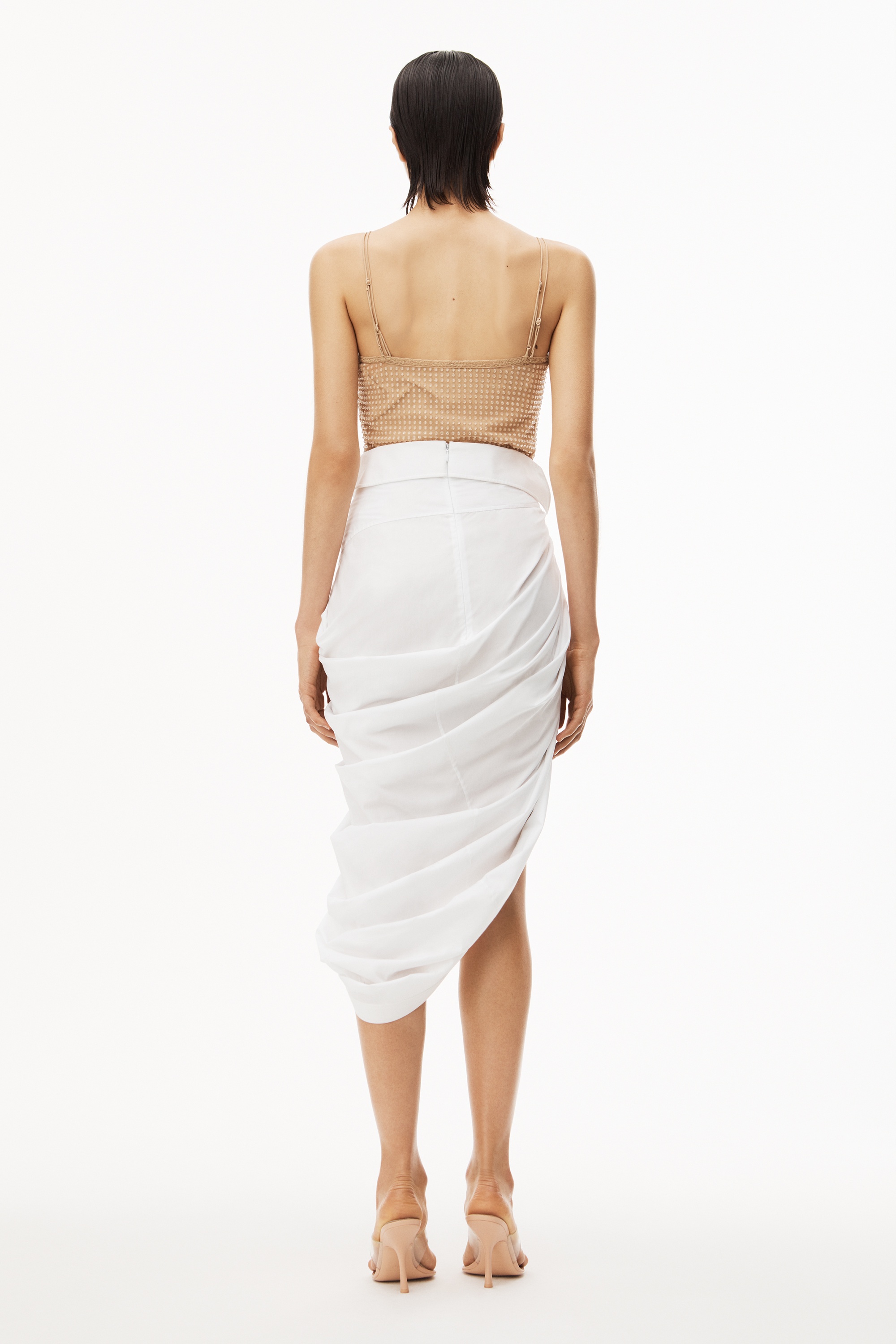 ASYMMETRICAL SKIRT IN STRETCH COTTON - 5
