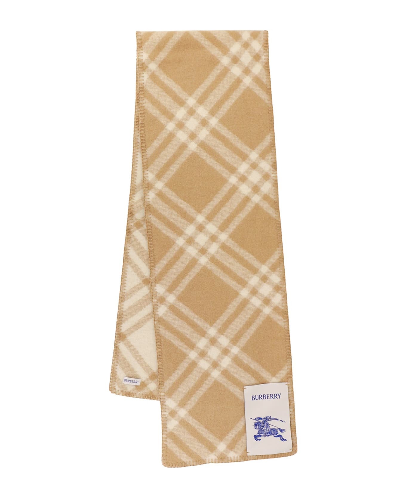 Archive Beige Wool Scarf With Vintage Check Pattern - 1