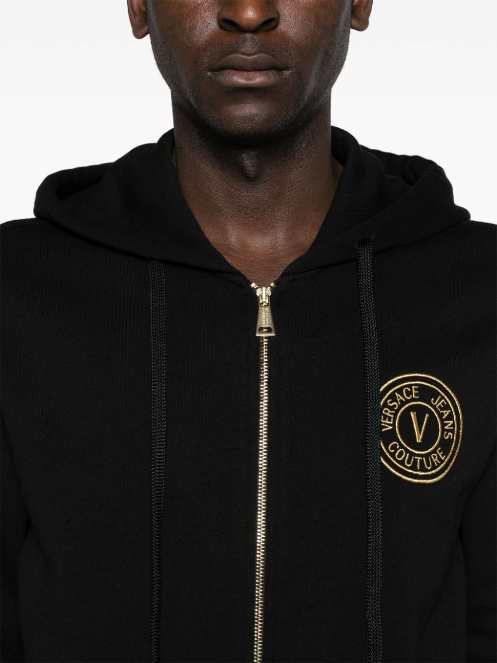 logo-embroidered zip-up hoodie - 5