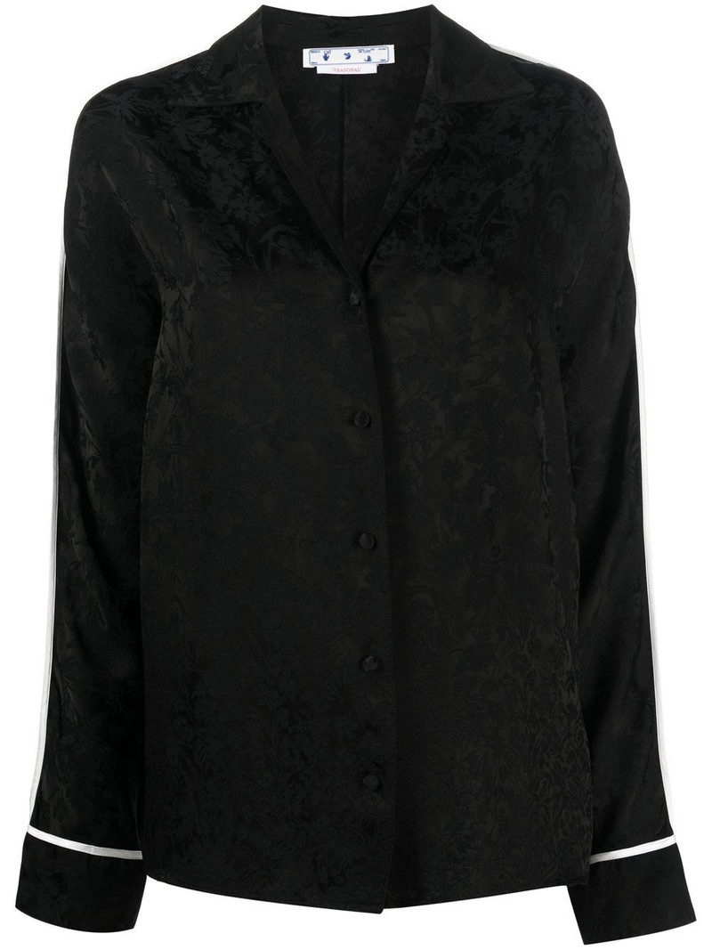floral jacquard V-neck blouse 1