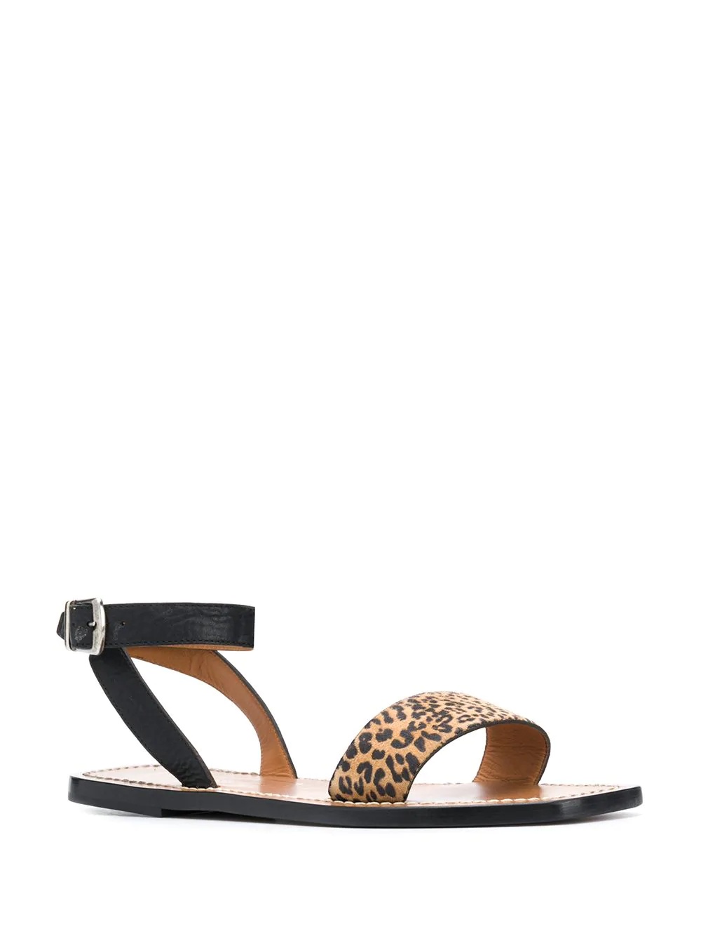 leopard-print leather sandals - 2