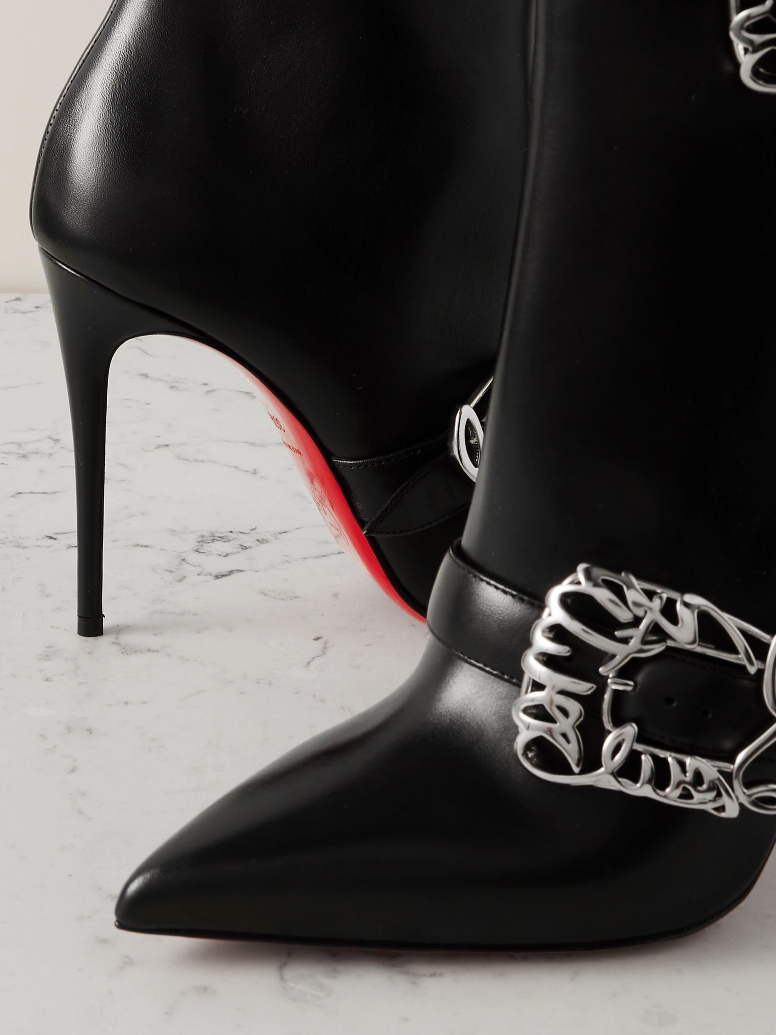 Giddylina 100 buckle-embellished leather ankle boots Black - 4