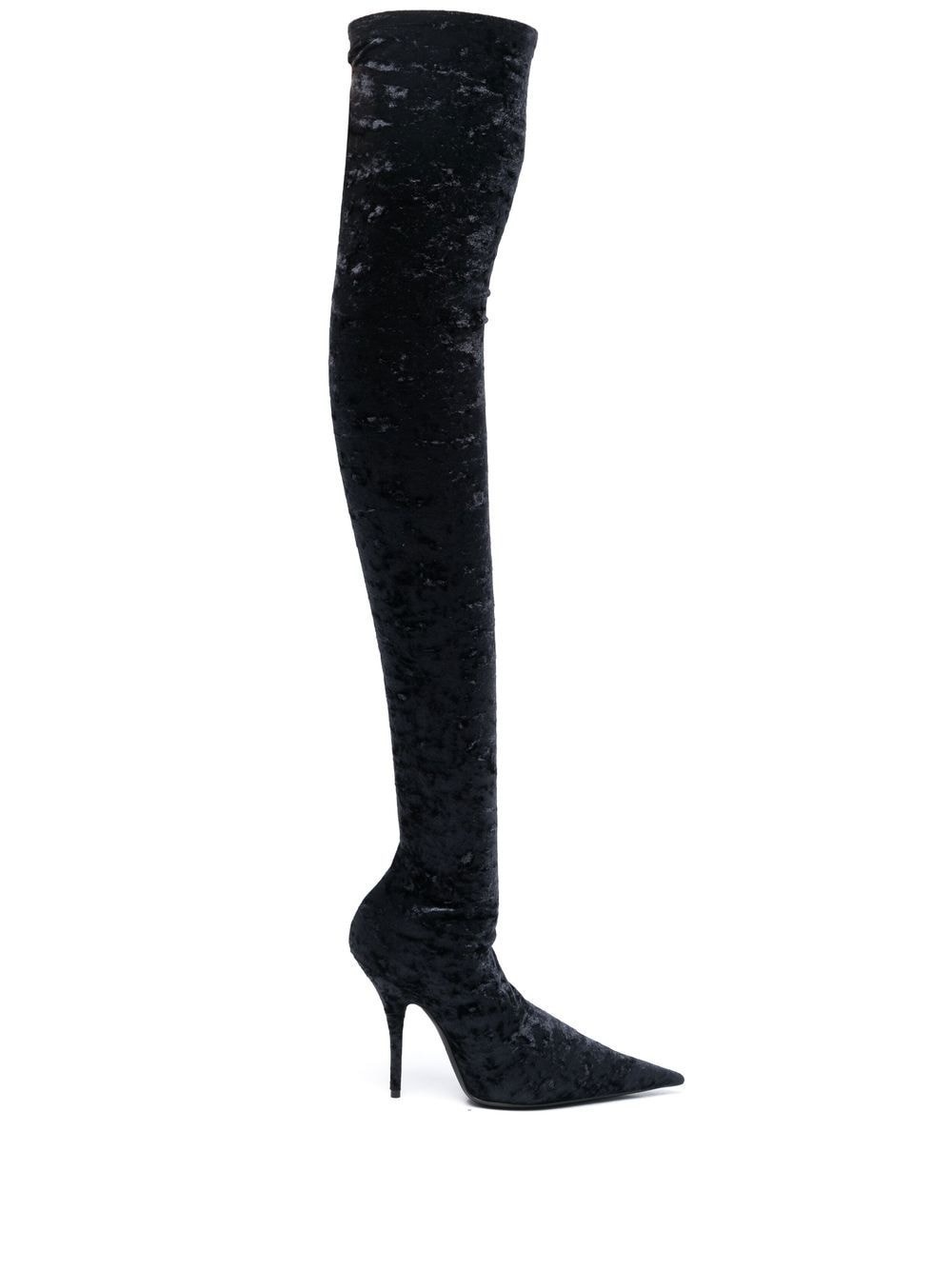 Knife thigh-high crushed velvet boots - 1