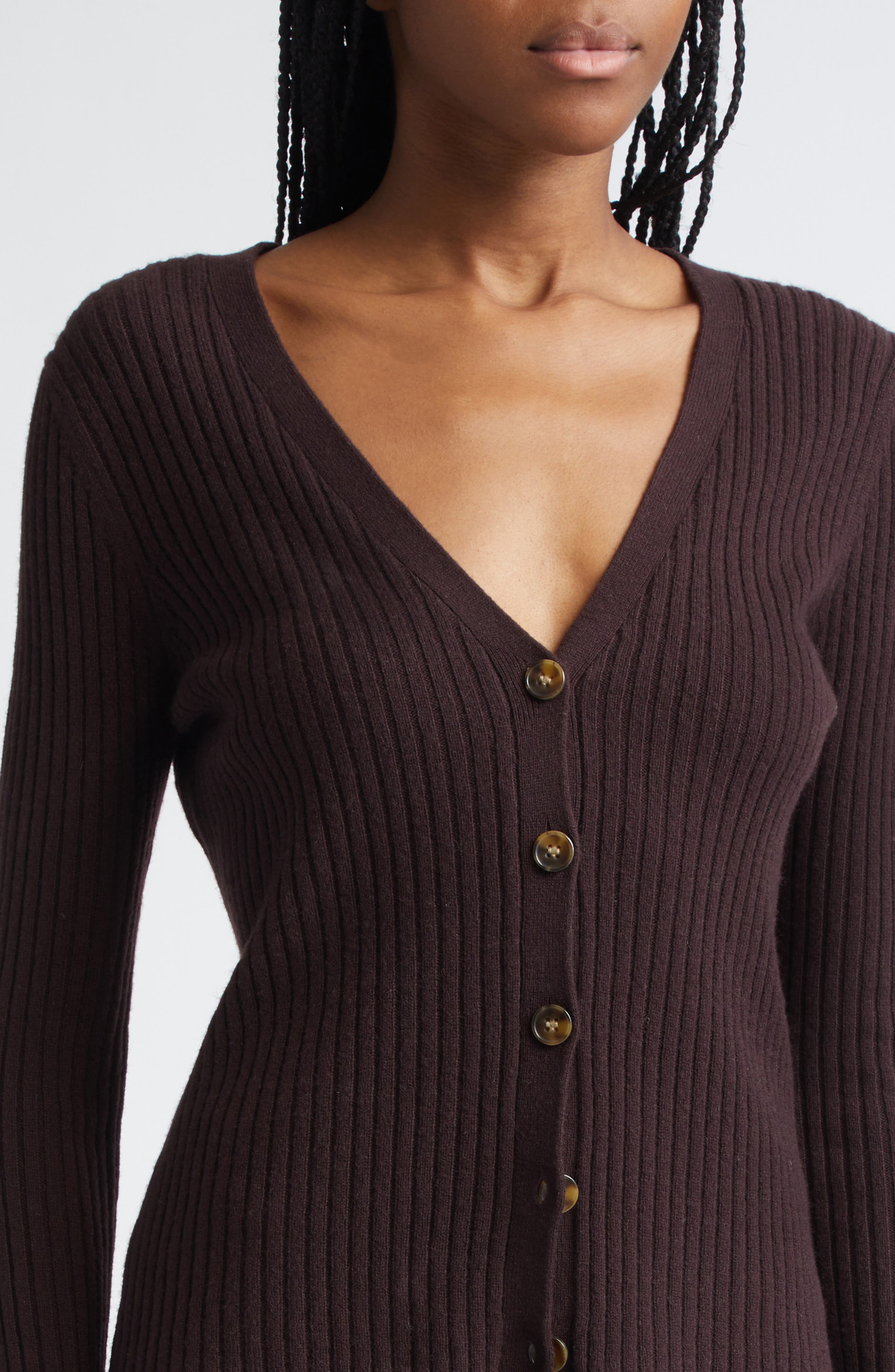 Veronica Beard Thelma Cashmere Rib Cardigan in Dark Currant at Nordstrom - 5