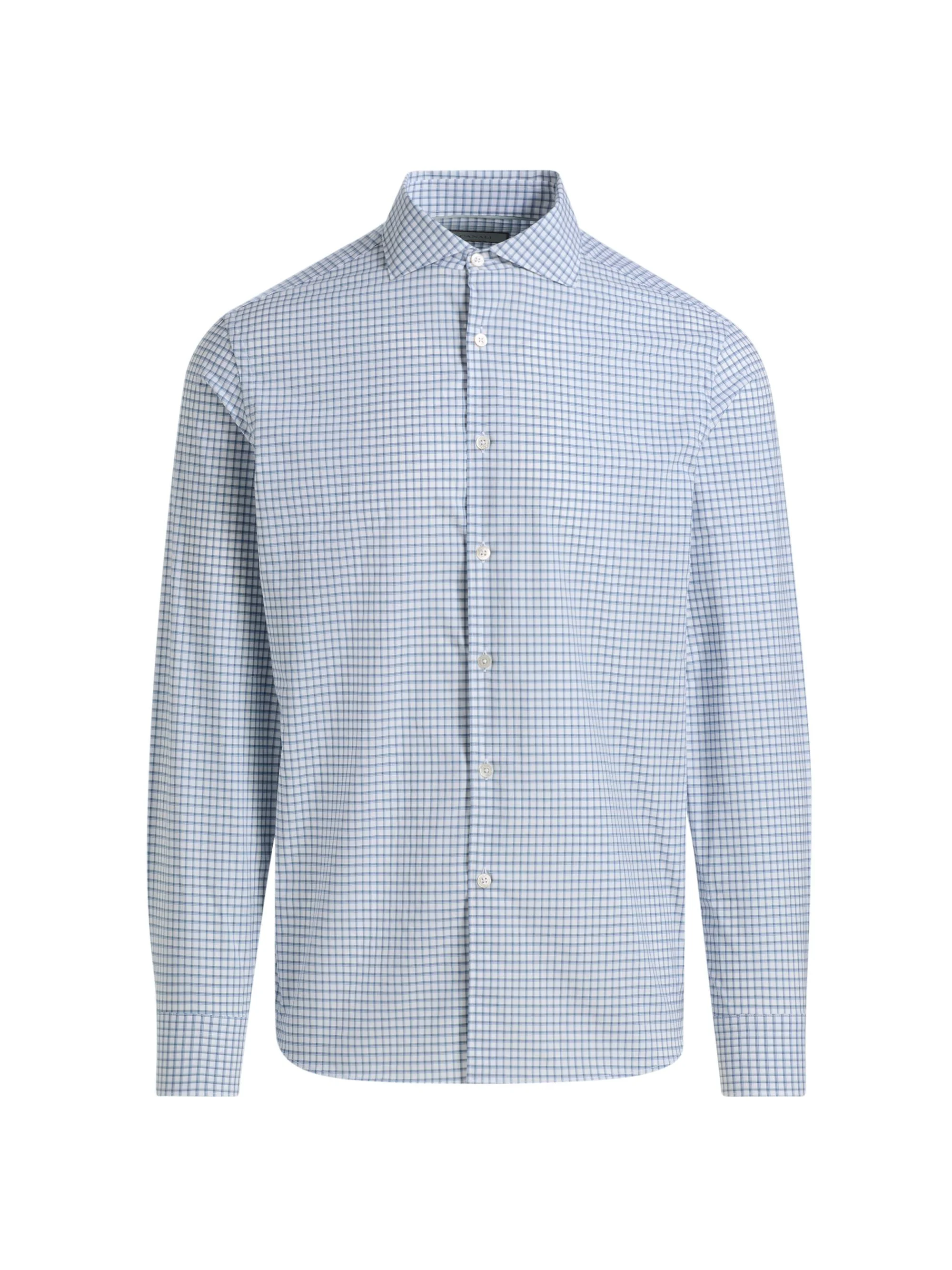 Men's Window Check Cotton Sport Shirt - Blue - 1
