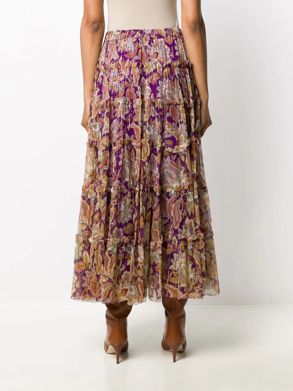 Ladybeetle floral-print tiered skirt - 4