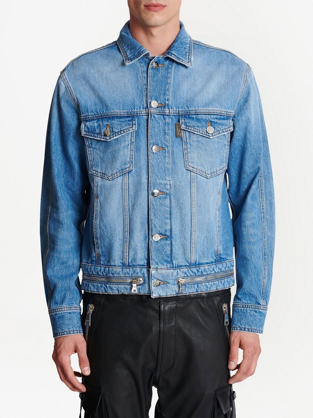 zip-detail denim jacket - 3