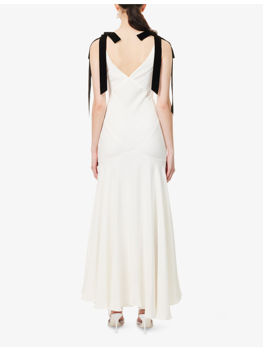 Bias V-Neck Silk Maxi Dress - 4