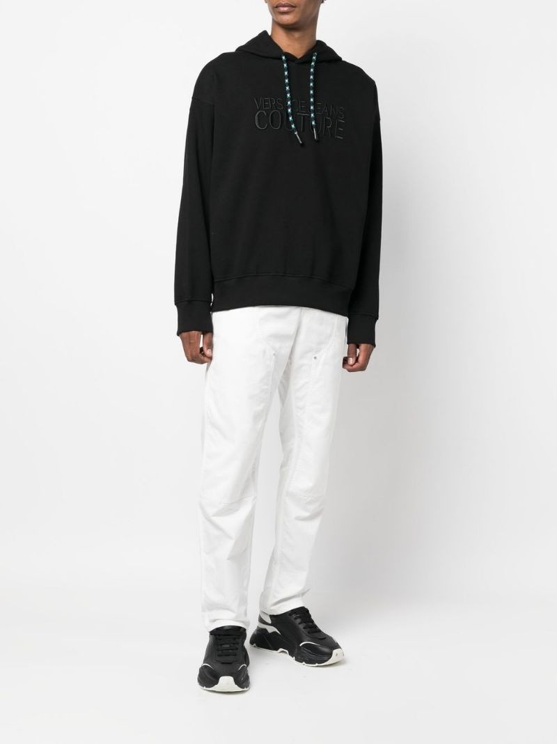 VERSACE JEANS COUTURE logo-embroidered drawstring hoodie outlook