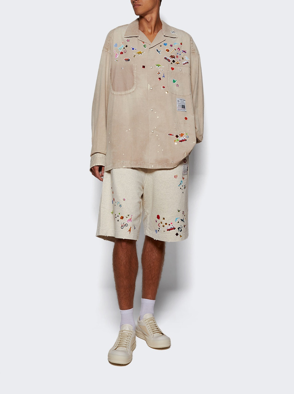 Corduroy Sticker Shirt Beige - 5