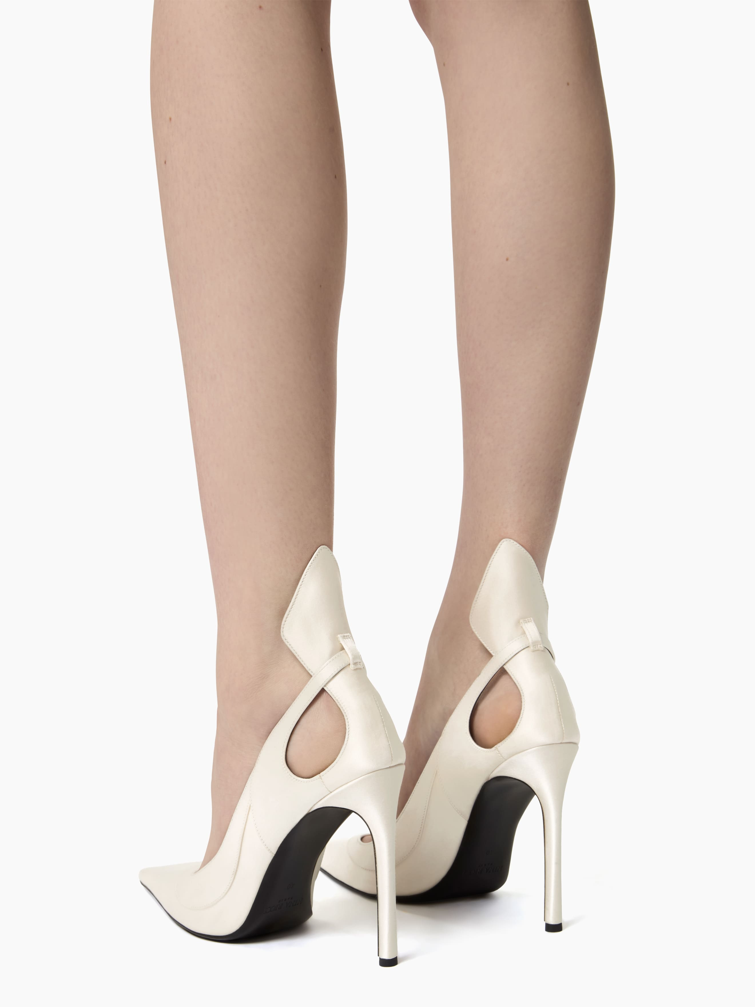 White Satin Pumps - 6
