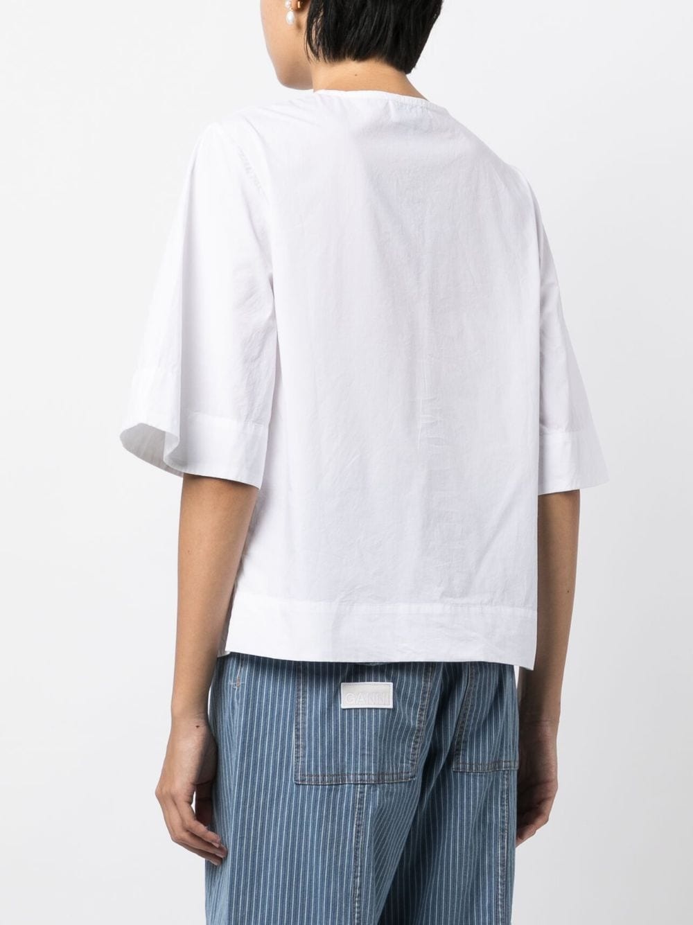 cut-out poplin blouse - 4