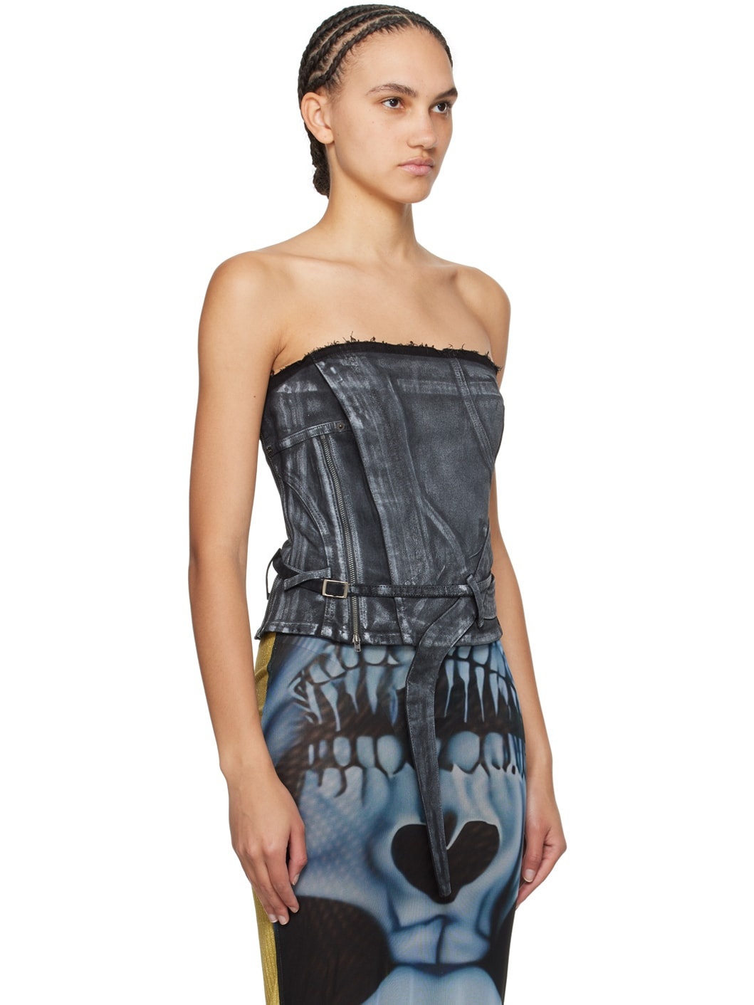 Black Zip Denim Top - 2