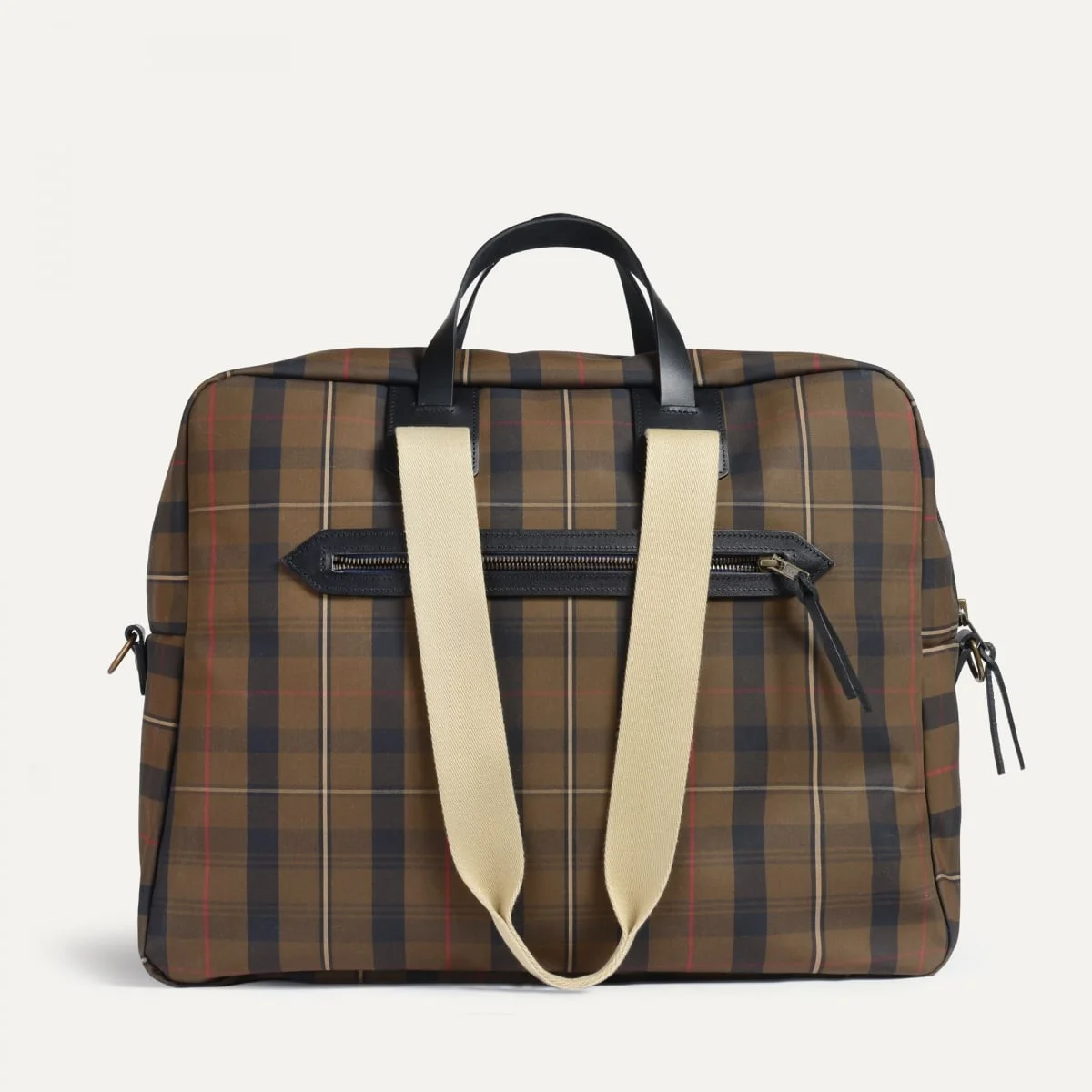 MISSAK AVIATOR BAG - BROWN RED TARTAN - 1