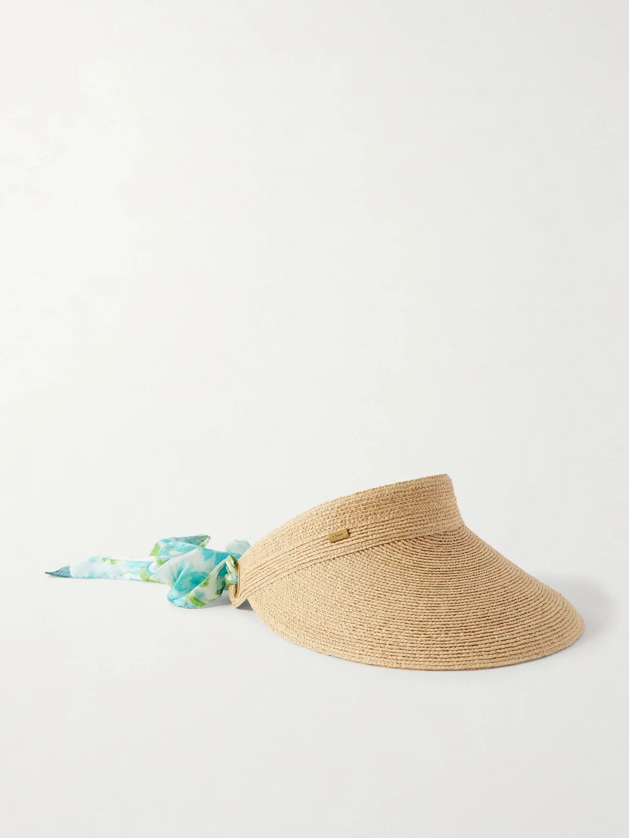 Printed Silk-trimmed Woven Raffia Sunhat - 1
