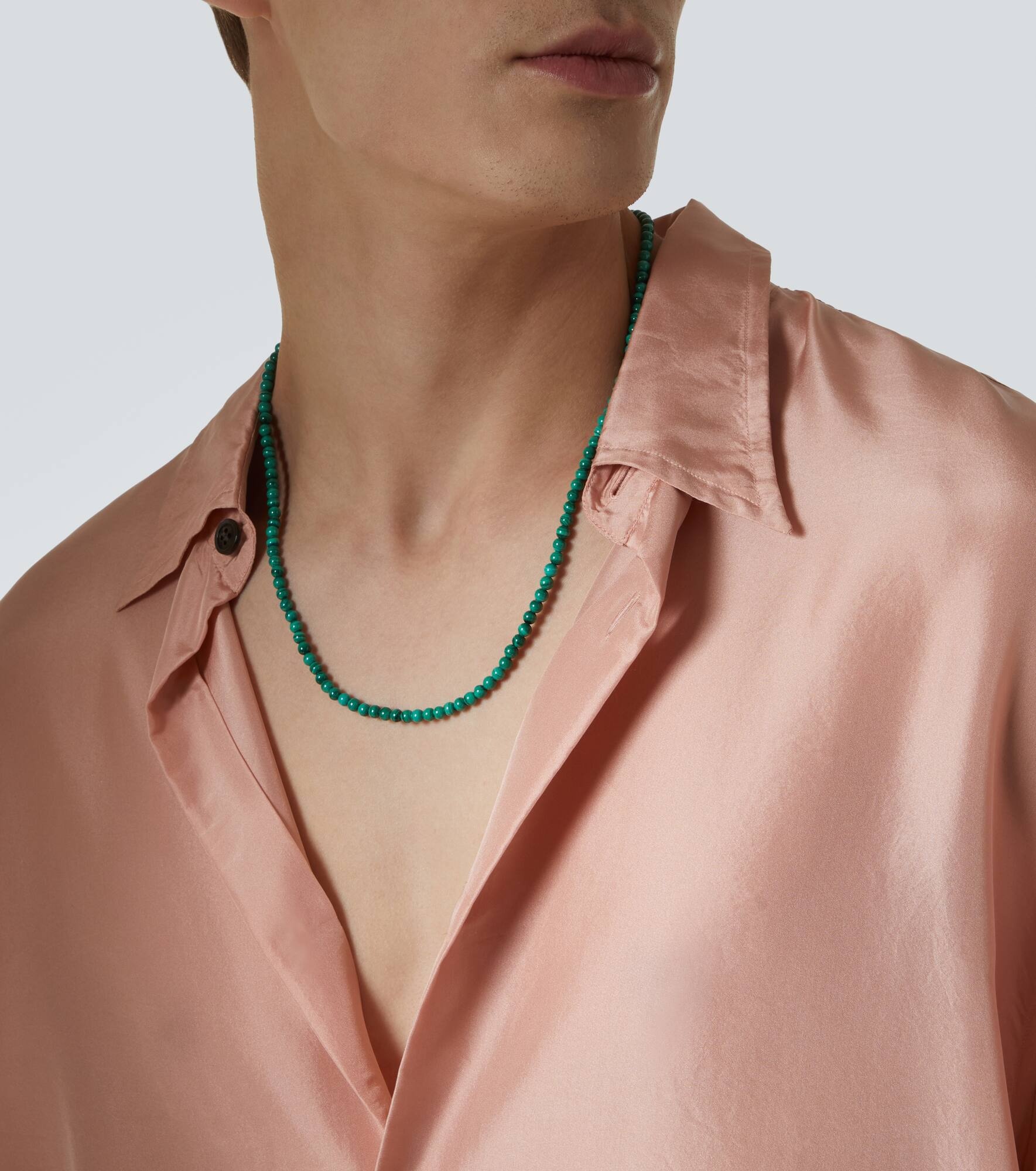 14kt gold necklace with malachite - 2