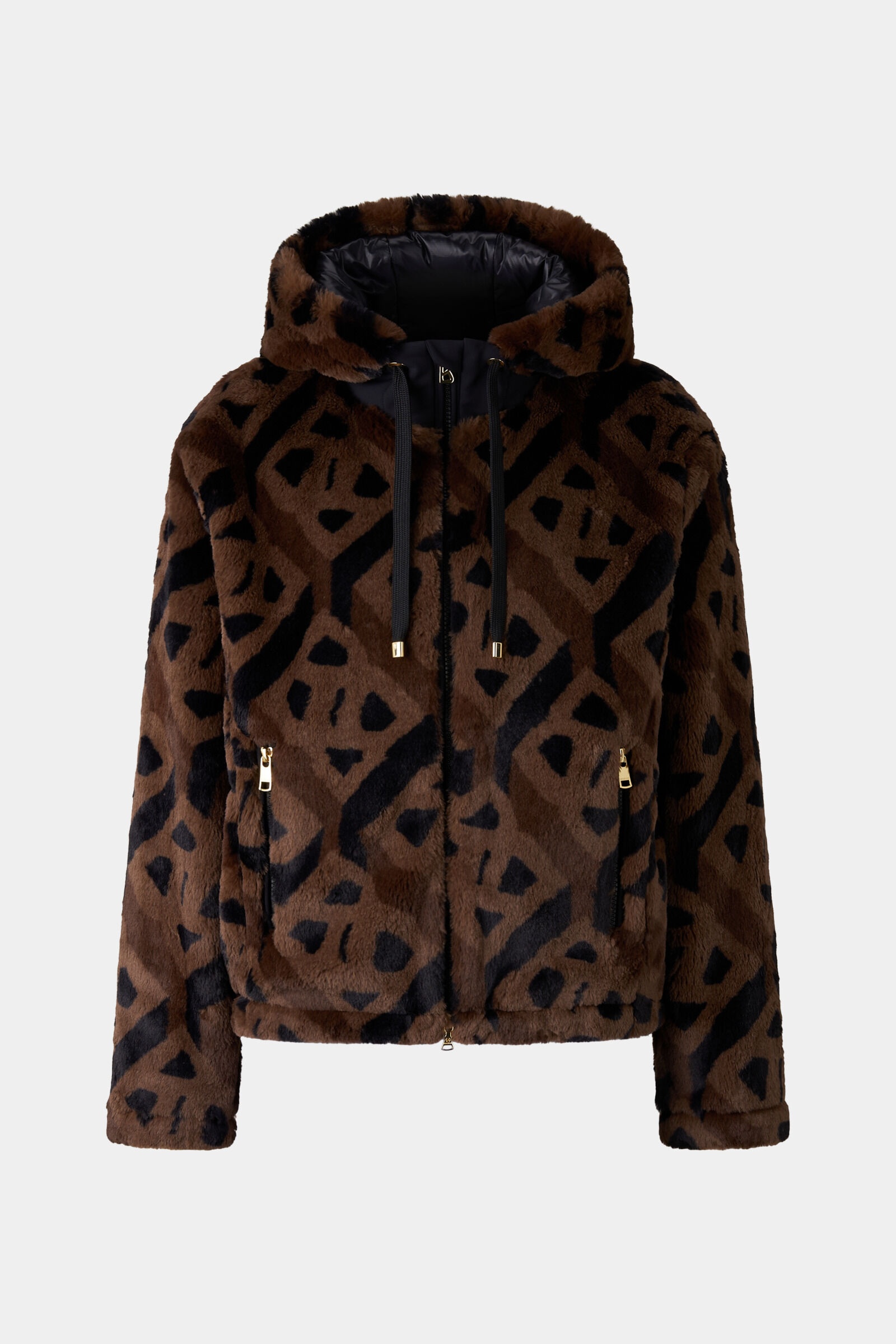 Suzan Teddy fur jacket in Brown/Black - 1