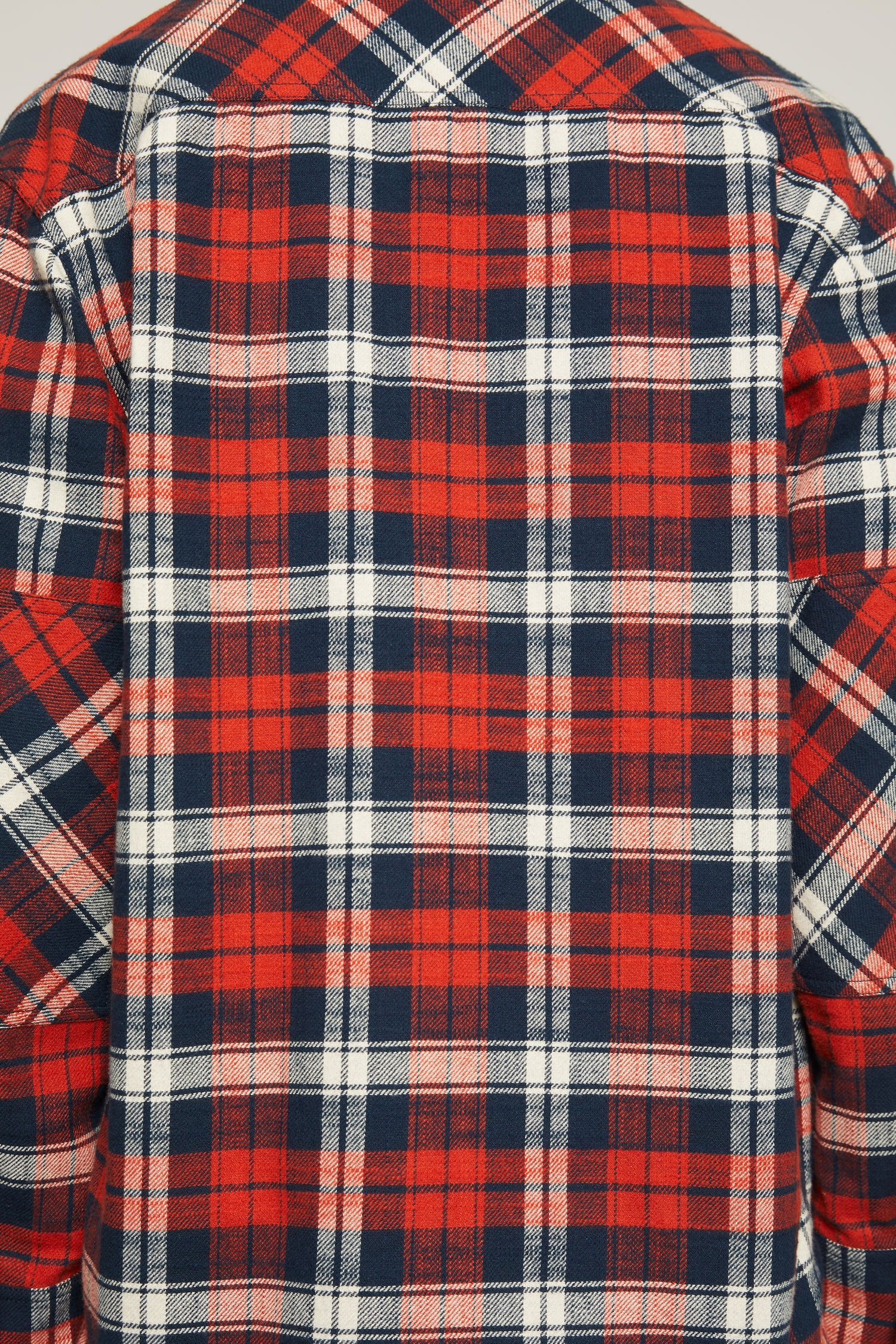 Face patch flannel overshirt red/navy - 4