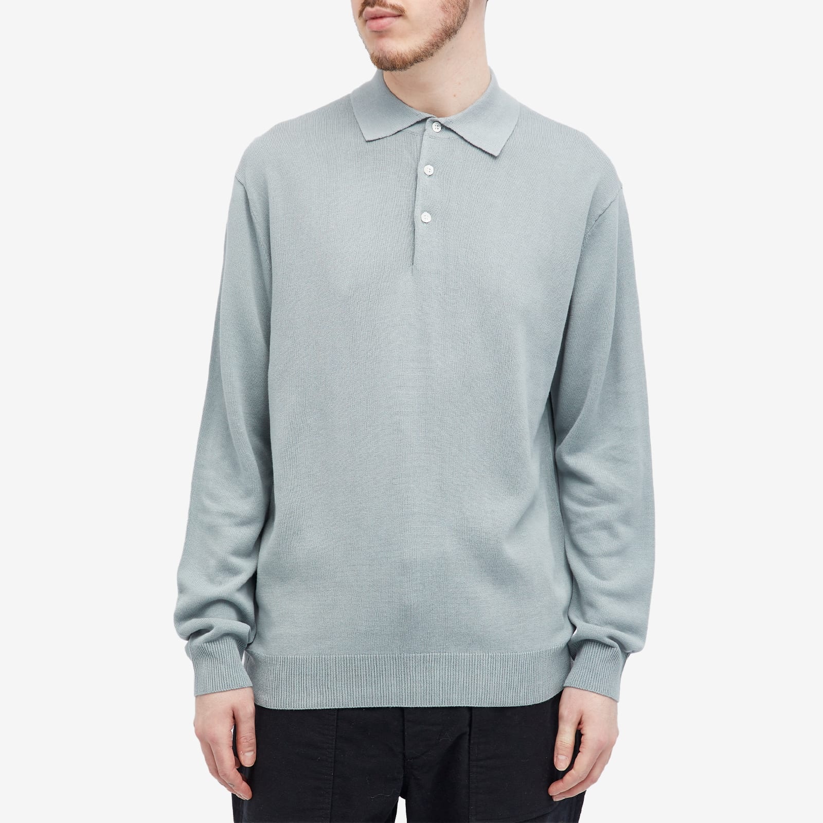 Beams Plus 12g Knit Long Sleeve Polo - 2