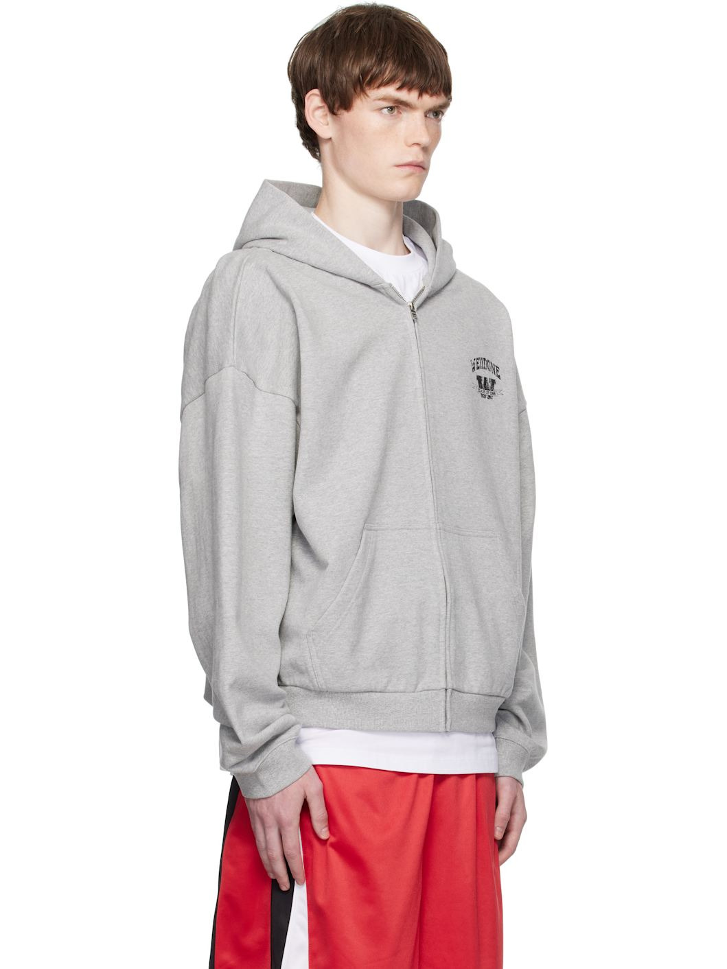 Gray College Zip-Up Hoodie - 2