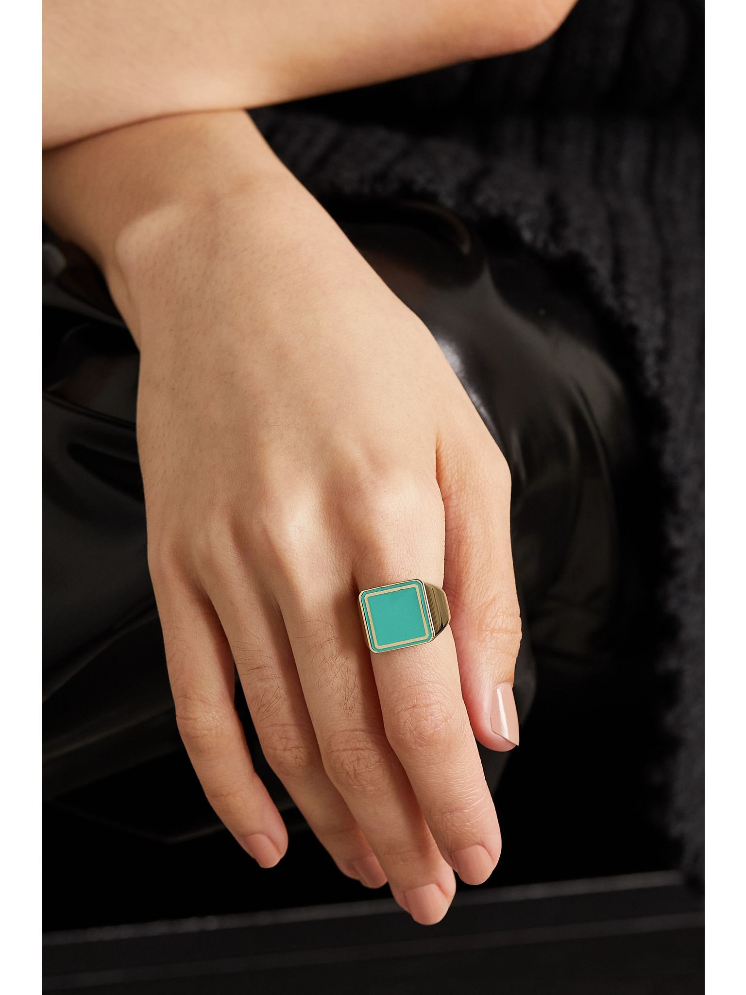 14-karat gold and enamel ring Green - 2